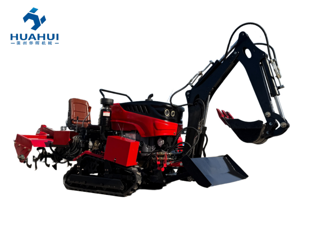 35-horsepower tracked tiller with excavator
